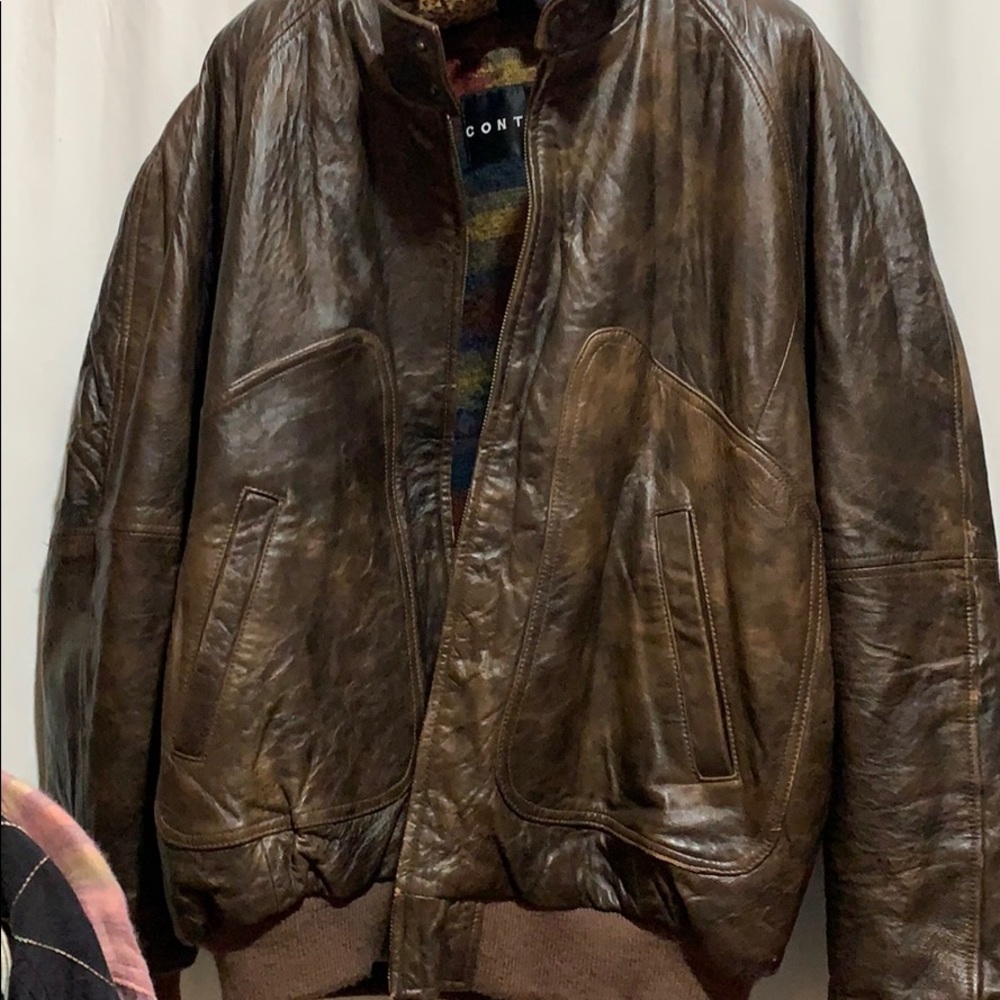 CONTEXT XLT DISTRESSED LEATHER BOMBER JACKET